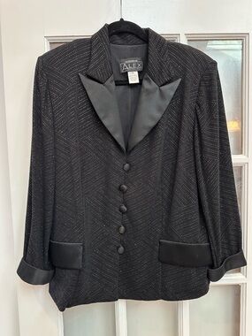 Vintage Alex Evenings 80’s Party Metallic Sparkle Blazer Jacket Plus Size 1X